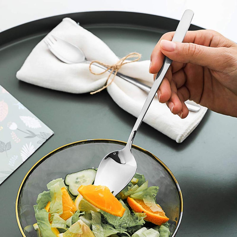 IQCWOOD Sporks Stainless Steel, Salad Forks, 8 Pack 18/10 Stainless Steel Spork, 7.4 Inches Long Handle Dessert Spoons, Ice Cream Spoons Fork Reusable Fruit Appetizer Dessert Forks for Household Use - Image 5